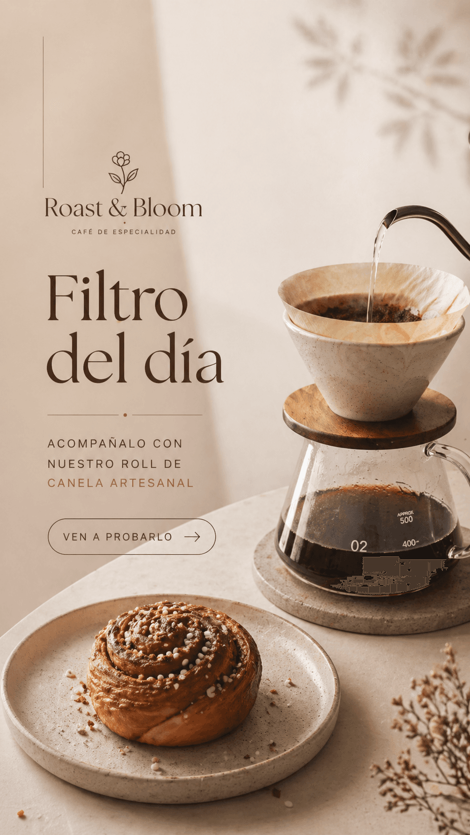"Filtro del día con nuestro roll de canela artesanal. ¿Vienes a probarlo?"
