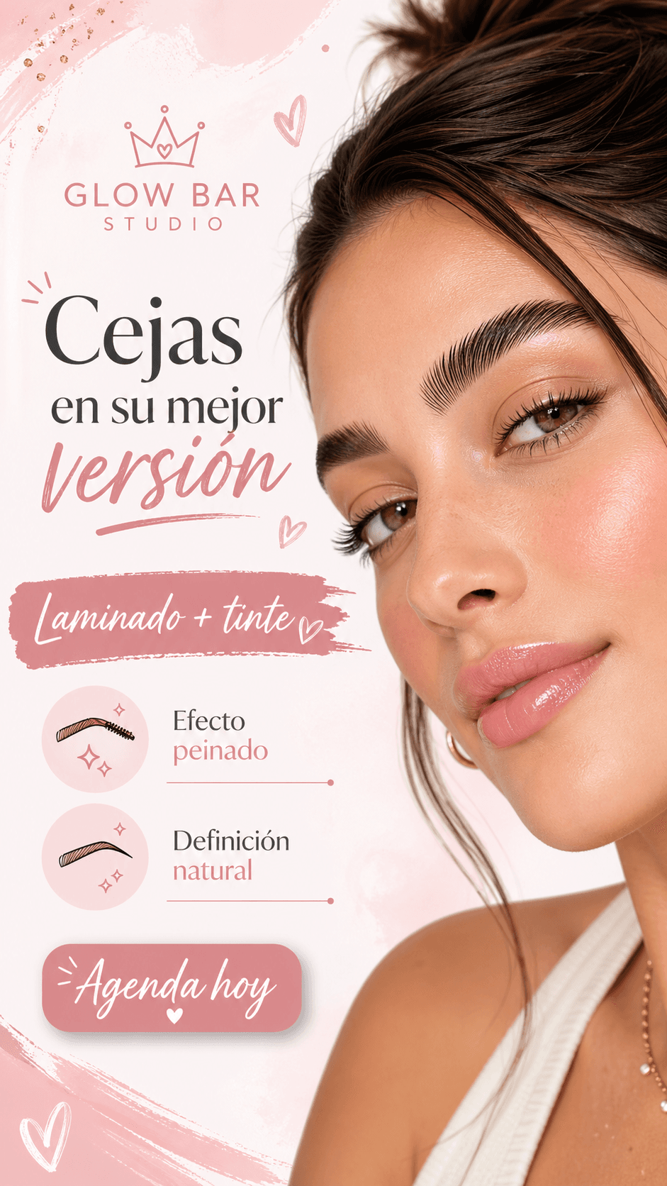 "Cejas en su mejor versión: laminado + tinte con efecto peinado y definición natural."