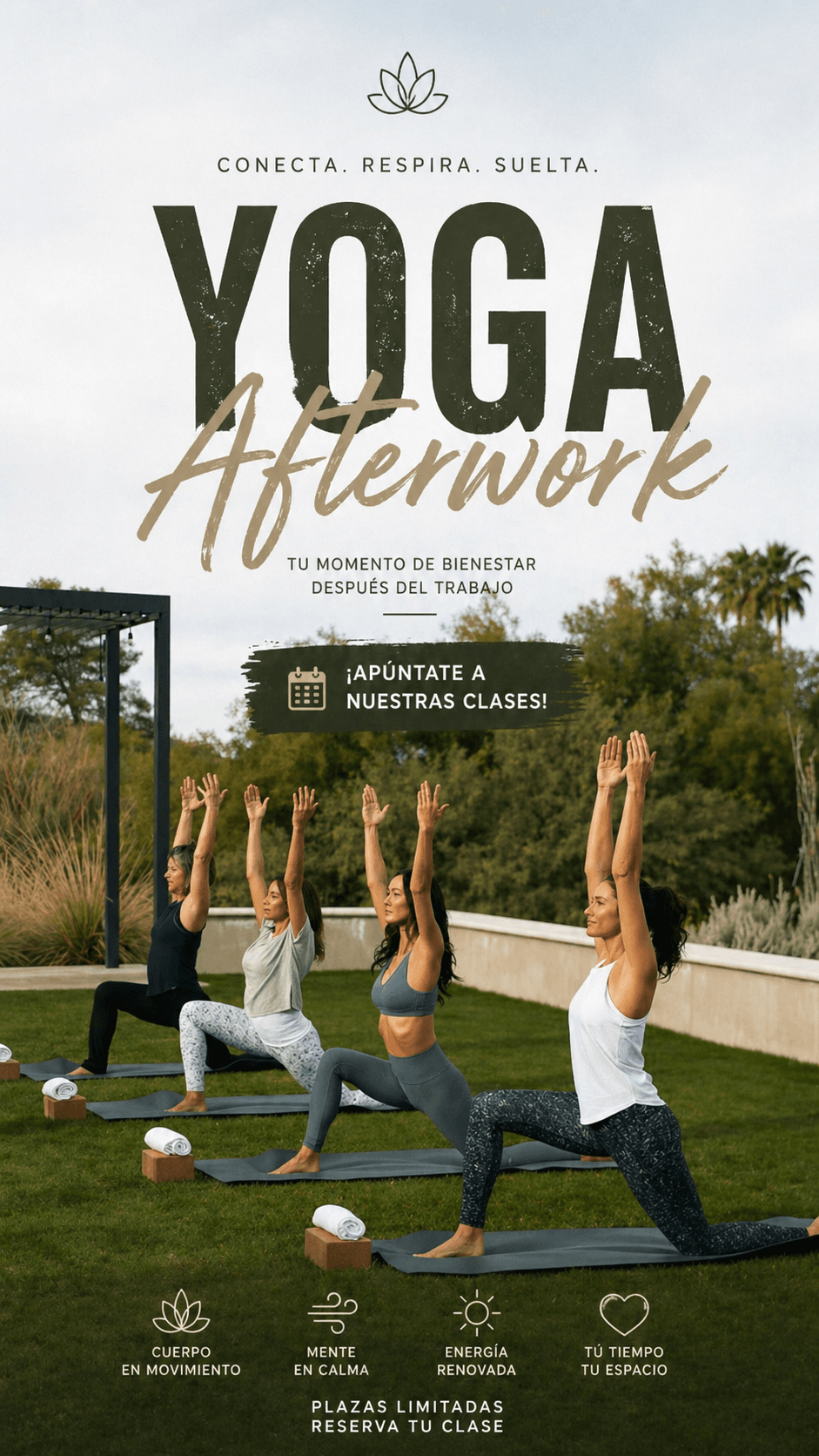 "Yoga afterwork, tu momento al final del día 🧘♀️"