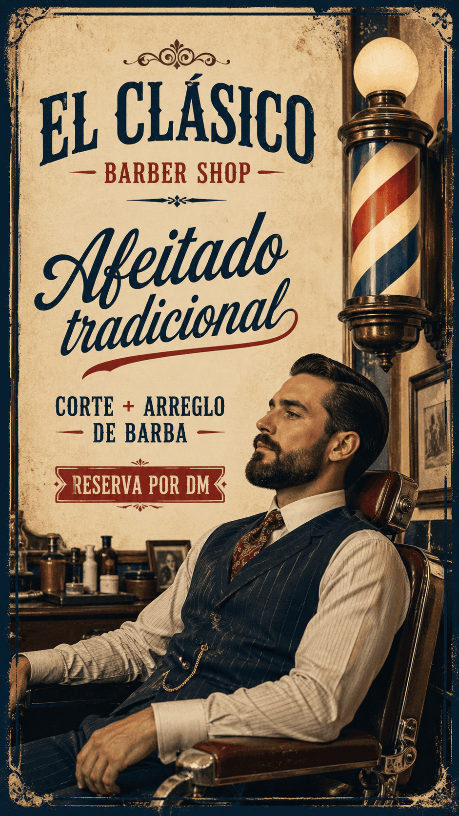 "El afeitado tradicional que nunca pasa de moda. Reserva por DM."