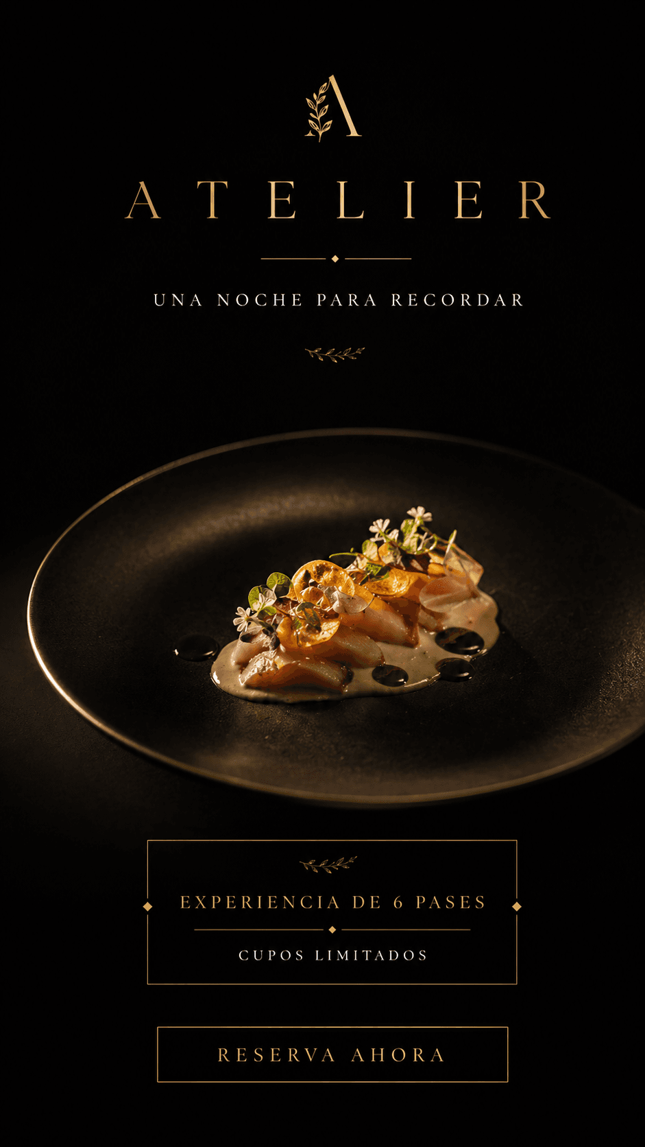 "Una noche para recordar. Experiencia de 6 pasos con cupos limitados. Reserva ahora."